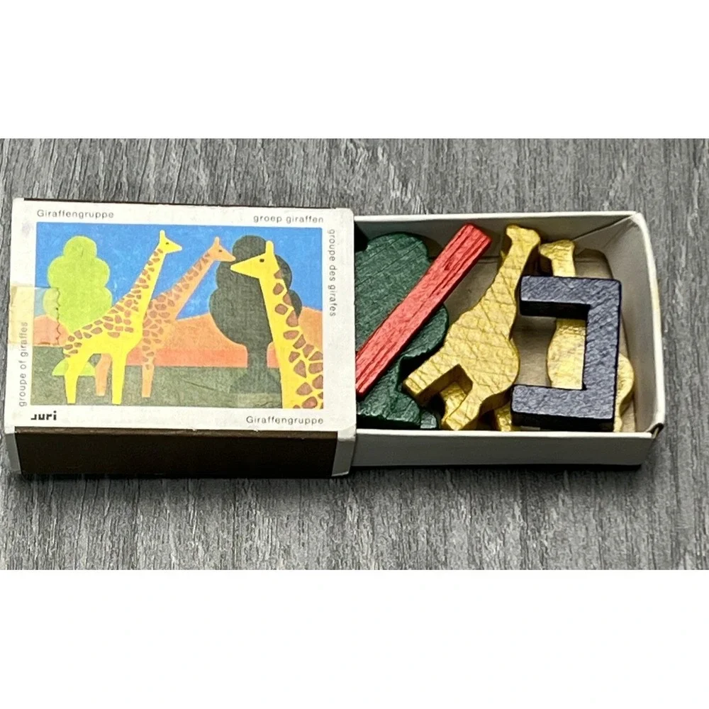 Vintage Juri Giraffengruppe Wooden Building Blocks Puzzle Toy Made in W. Germany